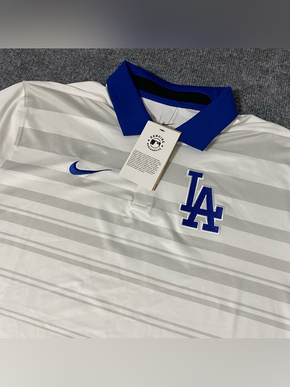 Nike Vapor Los Angeles Dodgers Mens Medium Stripe Performance Polo Shirt NWT